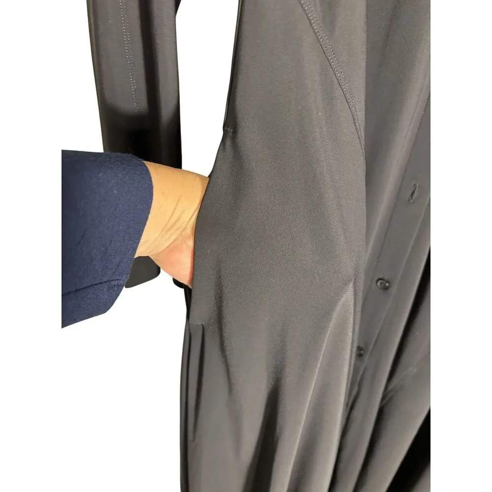 Athleta Black Midi Shirt Dress W/ Collar & Long Sleeves Button Front Size M - Picture 7 of 14